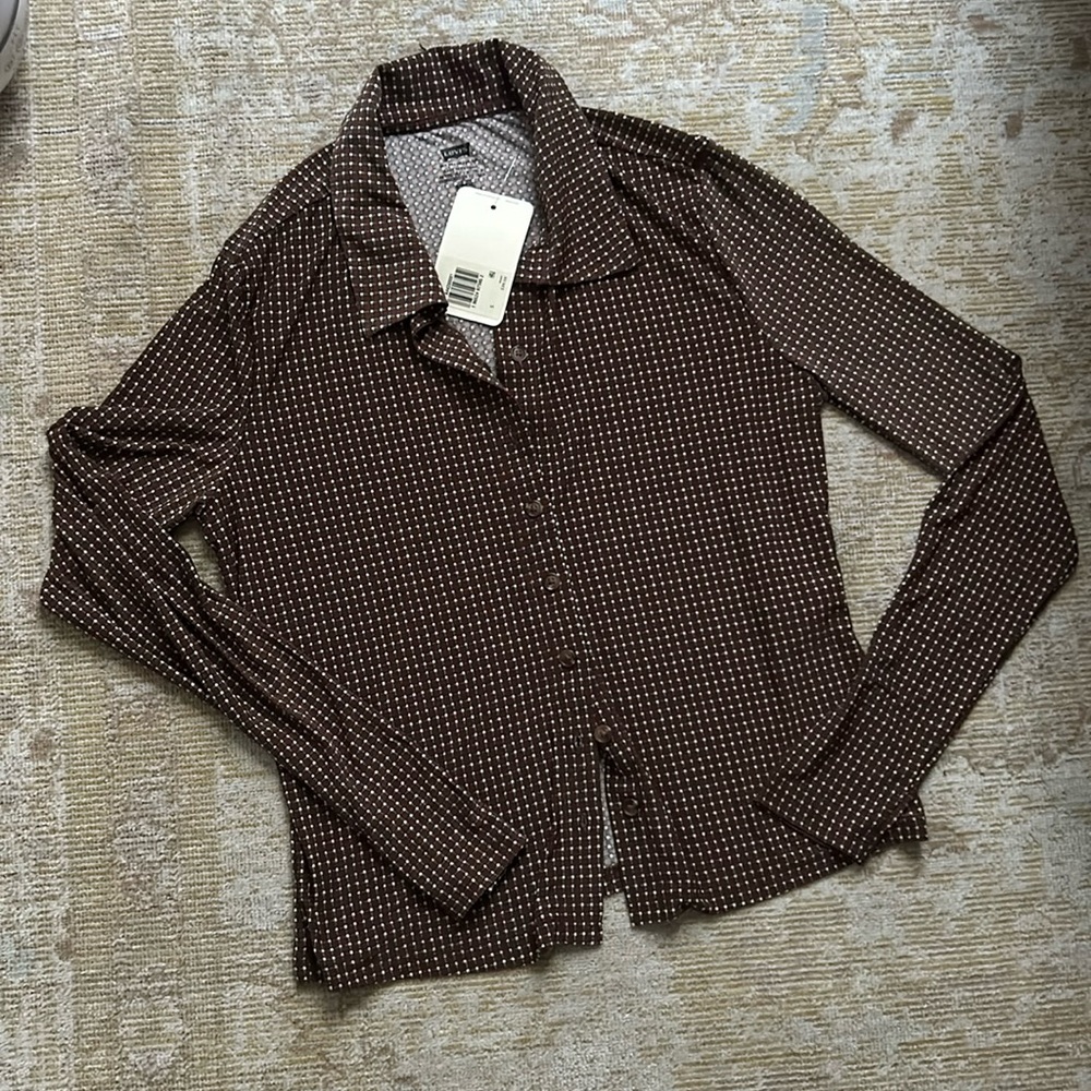 LEVIS PRIMA BUTTON UP TOP JERSEY BLEND BROWN